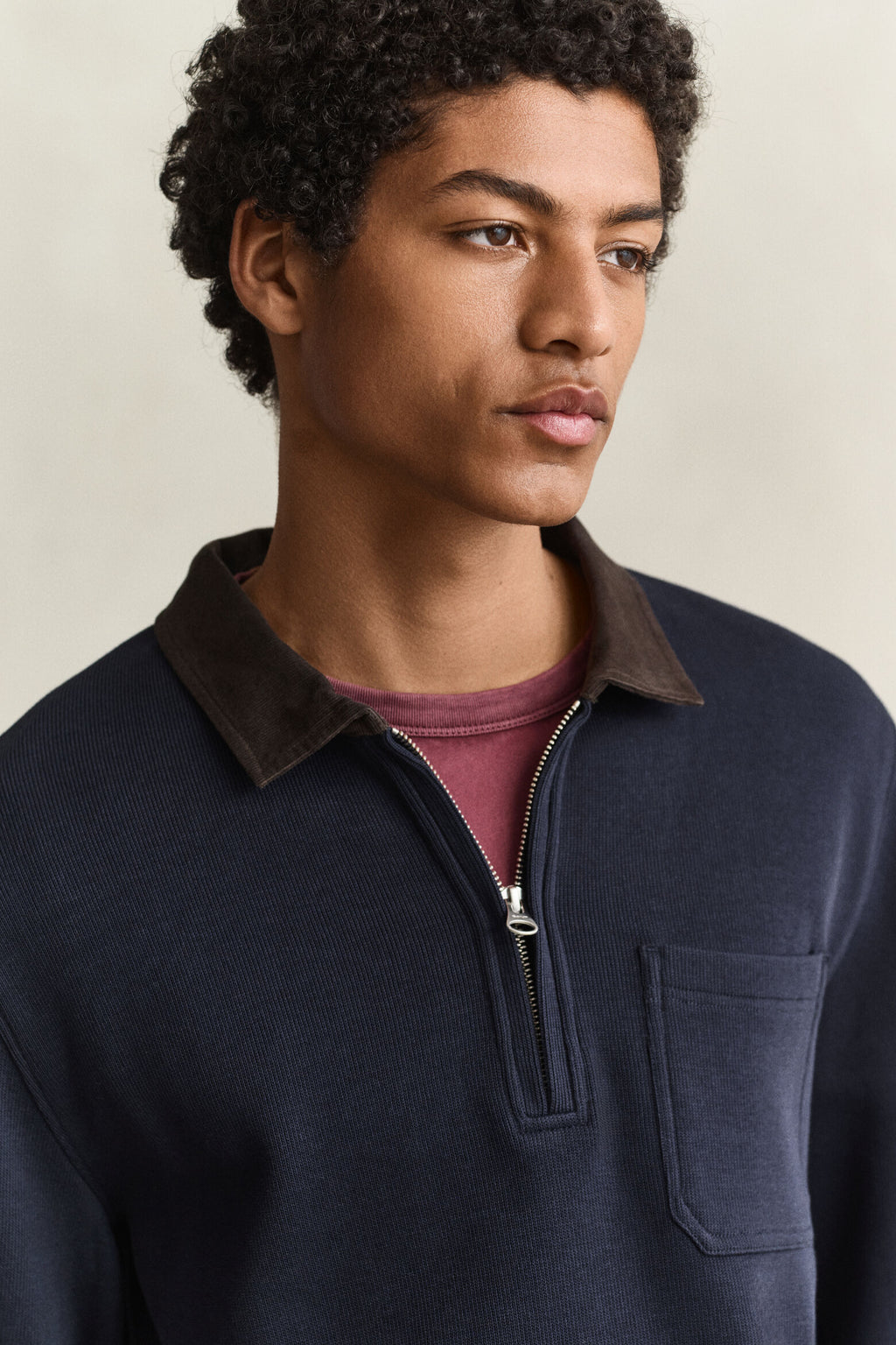 CORD COLLAR HALF ZIP RUGGER