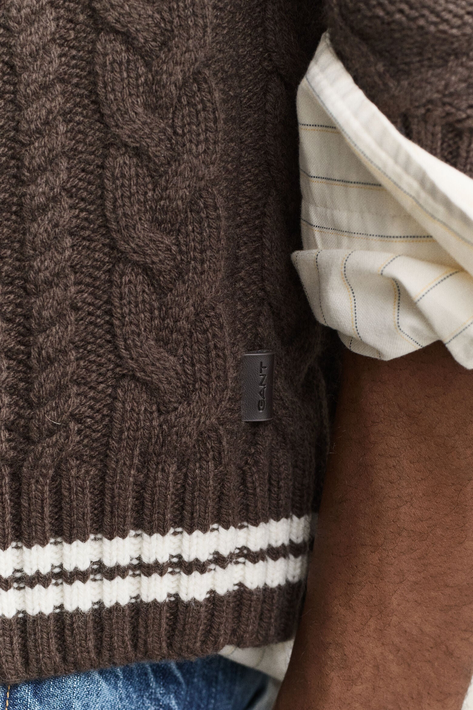 WOOL BLEND CABLE KNIT CARDIGAN